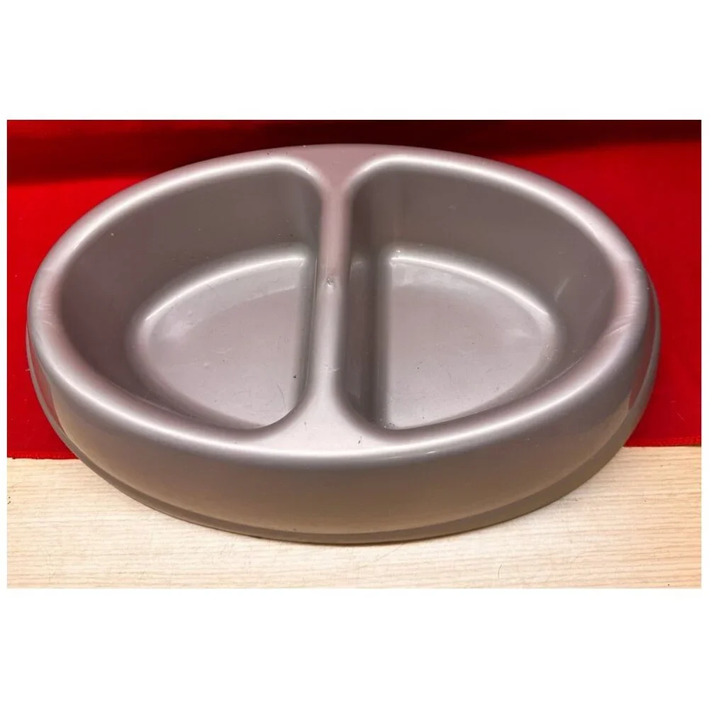 2 Compartment Pet Bowl Dish Plastic ~13